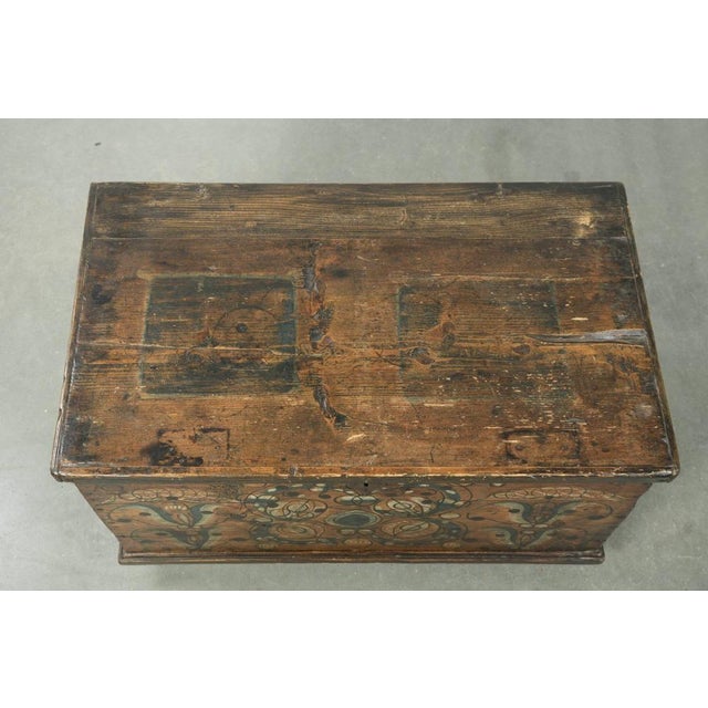 Brown Antique Austrian Hand-Painted Bridal Chest with Character For Sale - Image 8 of 15