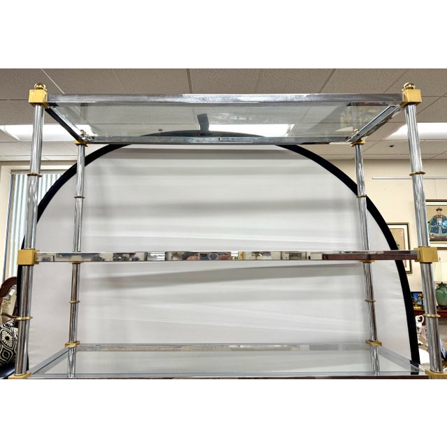 Silver Vintage Mid Century Chrome and Brass Etagere For Sale - Image 8 of 8