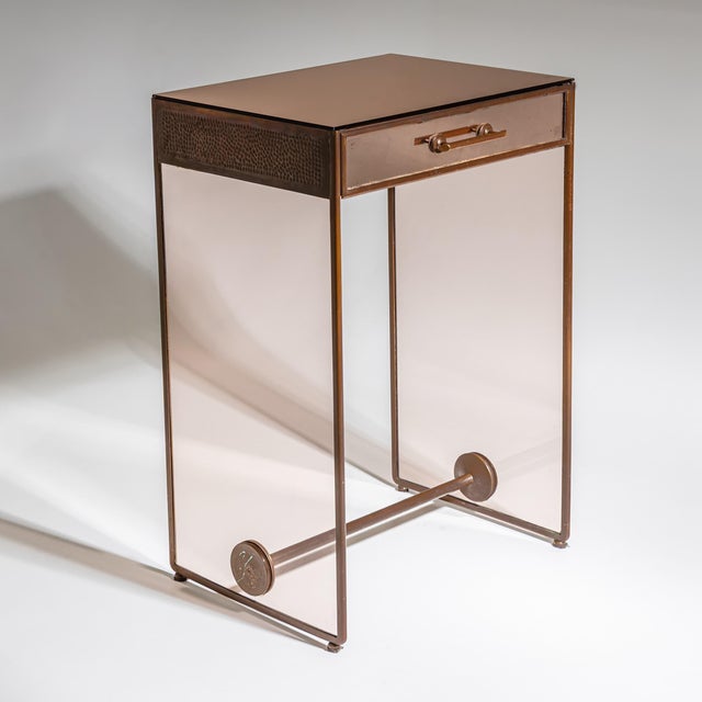 Mid-Century Modern Small Desk with Glass Sides, Italy, Mid-20th Century For Sale - Image 3 of 9