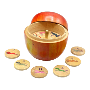 Folk Art Carved Apple Steeplechase Horse Racing Game Box
