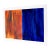 Original Large Abstract Blue & Burnt Orange Split Composition Painting on Paper by Casey R. Klein For Sale