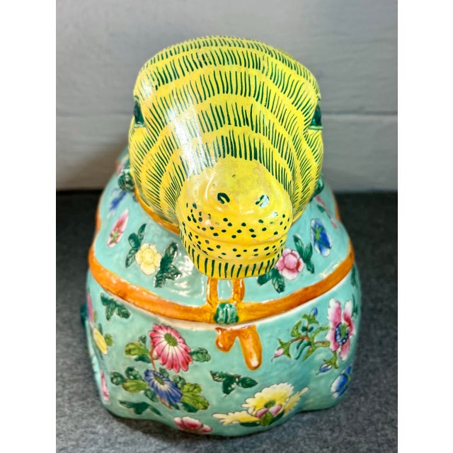 Early 20th Century Chinese Enameled Porcelain Lidded Ram Tureen For Sale - Image 4 of 12