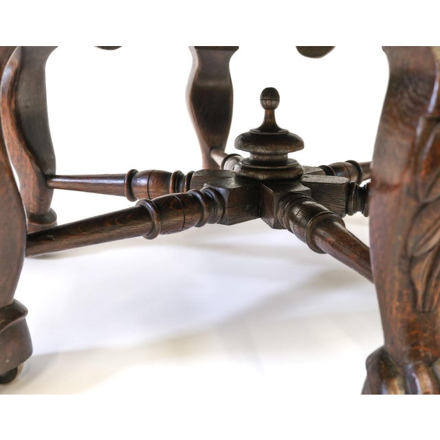 19th Century Carved Oak and Leather Burgermeister Chair For Sale - Image 3 of 14