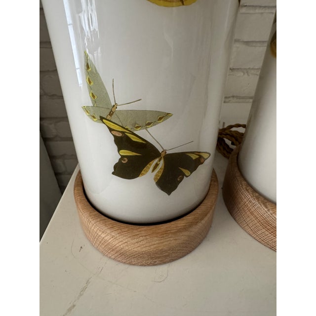 Wood Pair of Fluttering Butterfly Lamps For Sale - Image 7 of 8