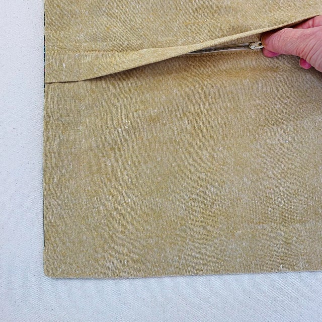 Designer P Kaufmann Teal Tan Green Horse Jockey Equestrian Paisley Toile Pillow Covers- Pair 25" For Sale - Image 4 of 6