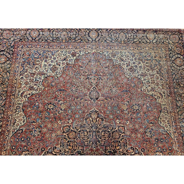 Early 20th Century Persian Kashan Rug, Handwoven Floral Pattern, Rust & Ivory, 8’ X 10’ For Sale - Image 9 of 12
