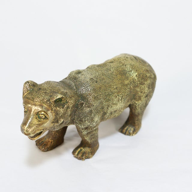 Antique Cabinet-Sized Naively Modeled Gilt Bronze Bear Sculpture For Sale In Philadelphia - Image 6 of 7