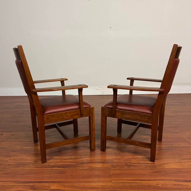 American Stickley Upholstered Cottage Chairs - Arm Chairs - A Pair For Sale - Image 3 of 12
