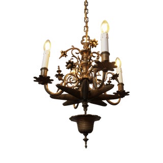 18th Century Flemish Bronze Oil Chandelier For Sale