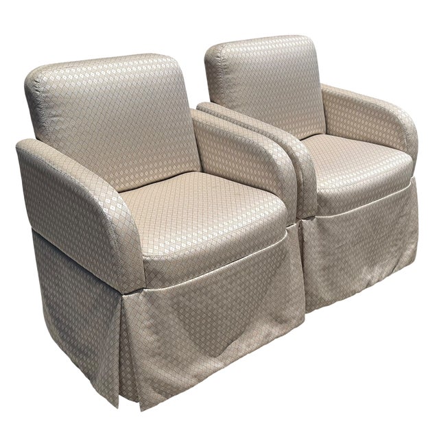 Pair of Art Deco Style Scalamandre Silk Upholstered Parsons Chairs For Sale In Los Angeles - Image 6 of 7
