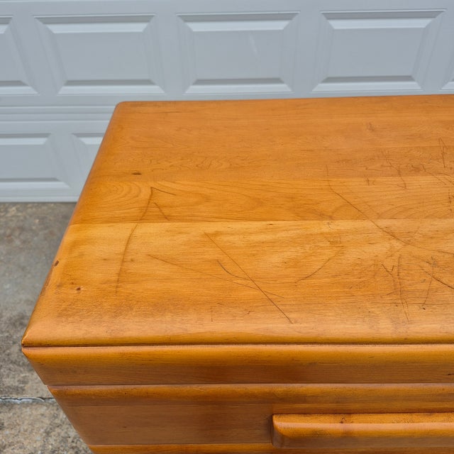 Mid-Century Modern 1930s Russel Wright for Conant Ball Solid Maple 5 Drawer Dresser Chest of Drawers Tall Boy High Boy For Sale - Image 3 of 11