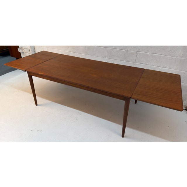 Mid-Century Modern Vintage Danish Mid-Century Modern Teak Expandable Dining Table For Sale - Image 3 of 18