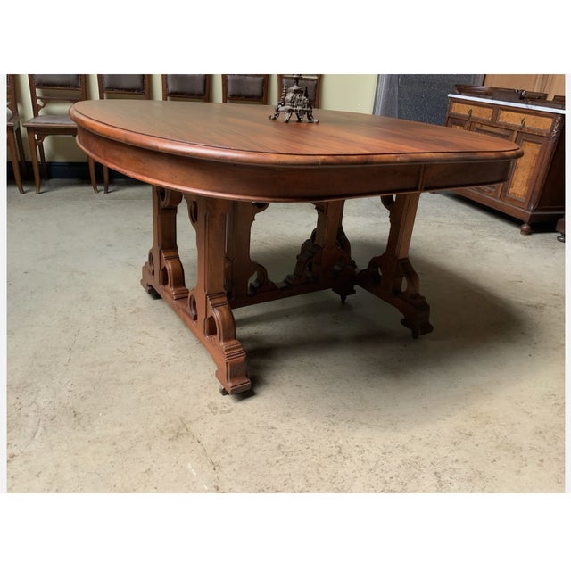 Wood Antique Art Nouveau Dining Set with Extendable Table and Chairs, 1910, Set of 7 For Sale - Image 7 of 12