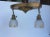 Shabby Chic Antique Brass Chandelier With Floral Decorated Pendant Shades For Sale - Image 3 of 9