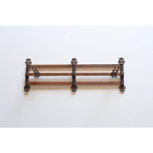 Antique Victorian Style Oak and Cast Iron Coat Rack For Sale - Image 4 of 17