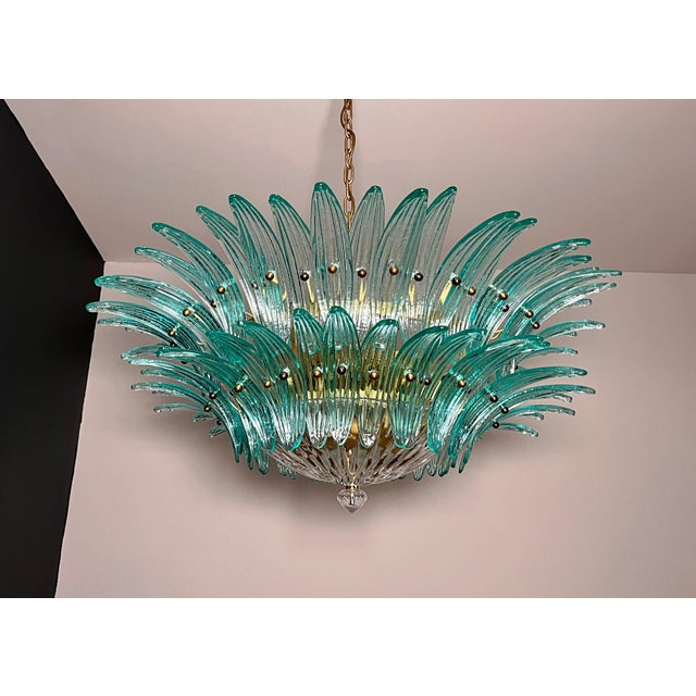 Vintage Murano Chandelier with 82 Turquoise Glasses, 1990s For Sale - Image 6 of 18