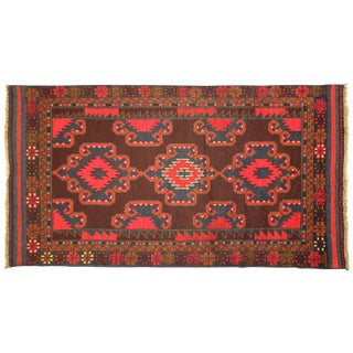 Geometric Hand-Knotted Brown Rug - 3' 6" x 6' 7" For Sale