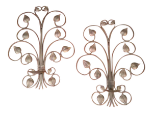 1980s Heavy Mid-Century Iron and Metal Wall Mount Candle Holders - a Pair