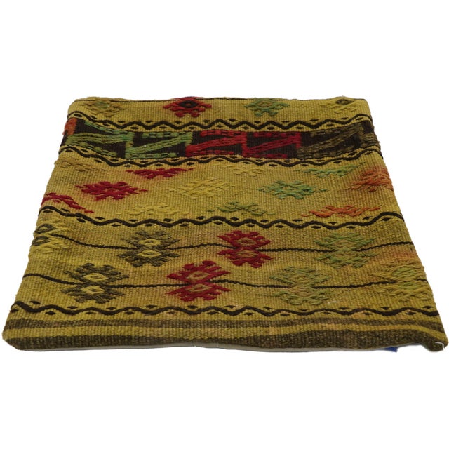 Tribal Vintage Turkish Kilim Rug Pillow Cover - 01'05 X 01'06 For Sale - Image 3 of 8