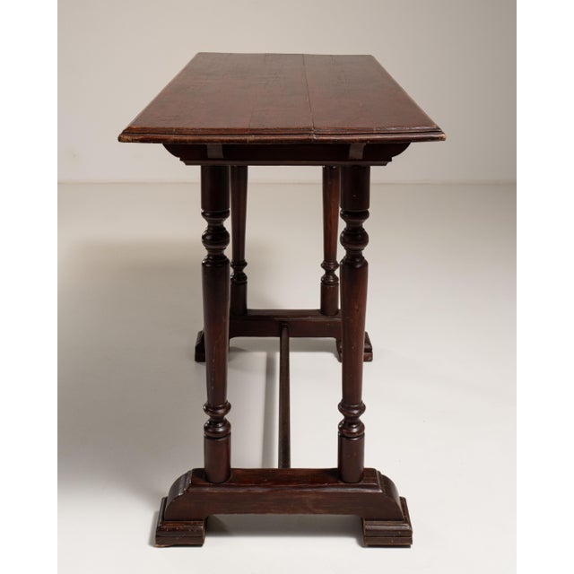 Wood 1900 - 1909 France Chocolate Oak Side Table For Sale - Image 7 of 15