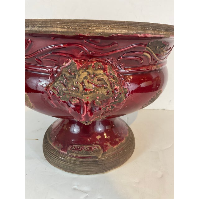 Italian Short Italian Red Glaze Pedestal Urn For Sale - Image 3 of 4