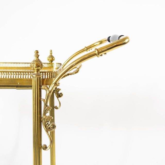 Beige Brass Serving Trolley with Removable Tray, 1950s For Sale - Image 8 of 11