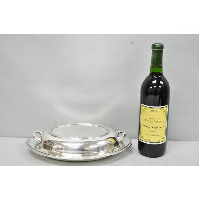 Vintage T&T Silver Plated Victorian Oval Vegetable Serving Platter w/ Drapes. Circa Mid 20th Century. Measurements: 2.5" H...
