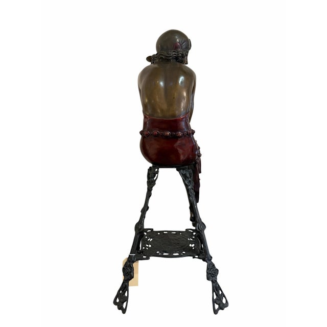 Late 20th Century Art Deco Style Multi-Color Patinated Bronze "Champagne Girl" Sculpture After Ferdinando De Luca For Sale - Image 4 of 5