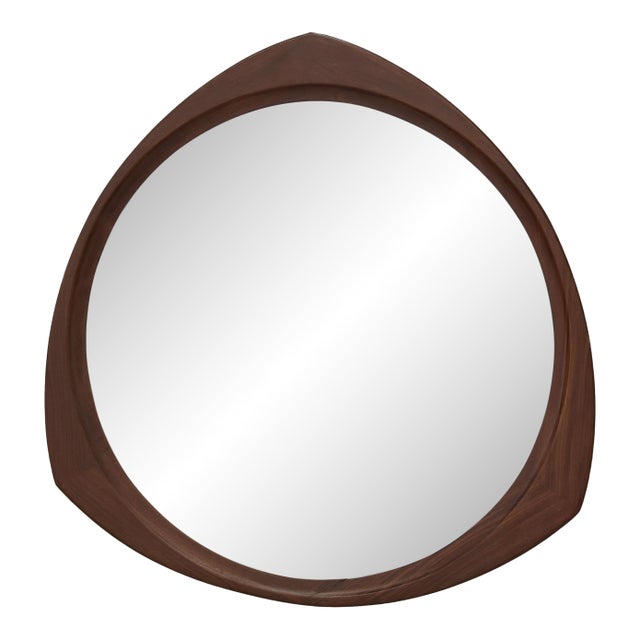 Italian Mid-Century Walnut Wall Mirror With Trefoil Frame For Sale