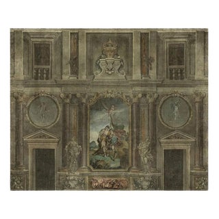 Antique Baroque Style Panoramic Wall Mural on Canvas Fresco, 1800s For Sale