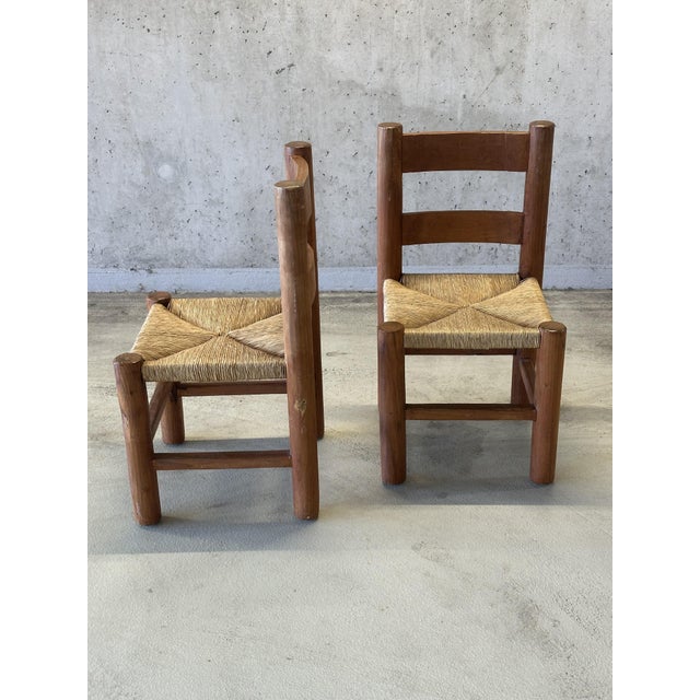 Mid-Century Modernist Wood and Rush Dining Chairs in the style of Charles Dudouyt, 1960s, Set of 2 For Sale - Image 13 of 16
