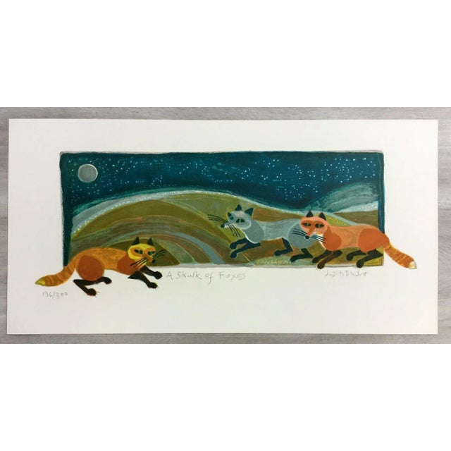 Mid 20th Century Mid Century Modern Unframed Skulk of Foxes Judith Bledsoe Hand Signed Lithograph For Sale - Image 5 of 5