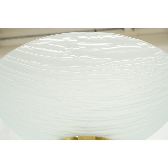 Metal Pair of Mid Century Modern Brass Etched Glass Shades Torcheres Floor Lamps MINT! For Sale - Image 7 of 13