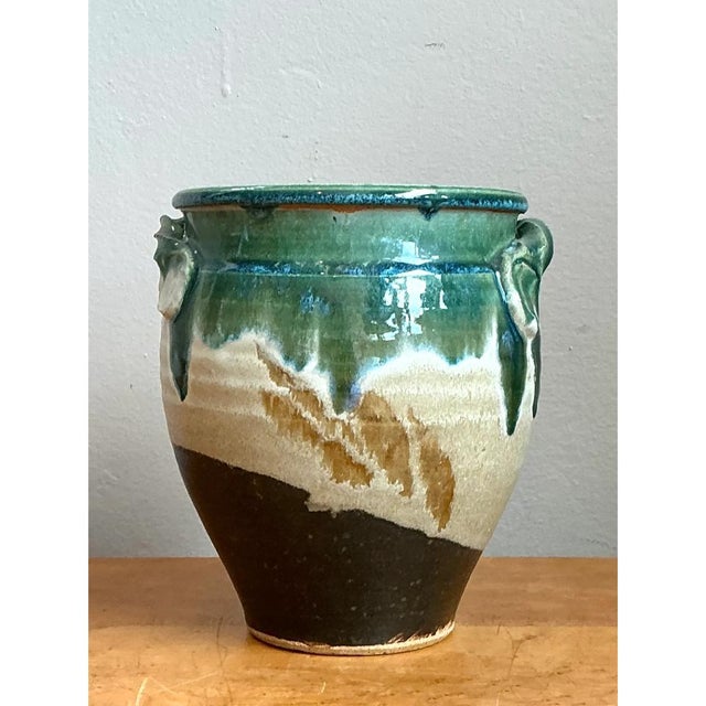 Vintage Drip Glaze Pottery Vase For Sale - Image 12 of 12