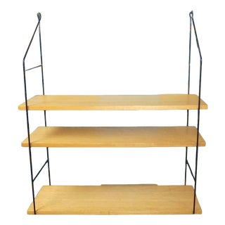 Vintage String Shelf in Real Wood, 1960s For Sale