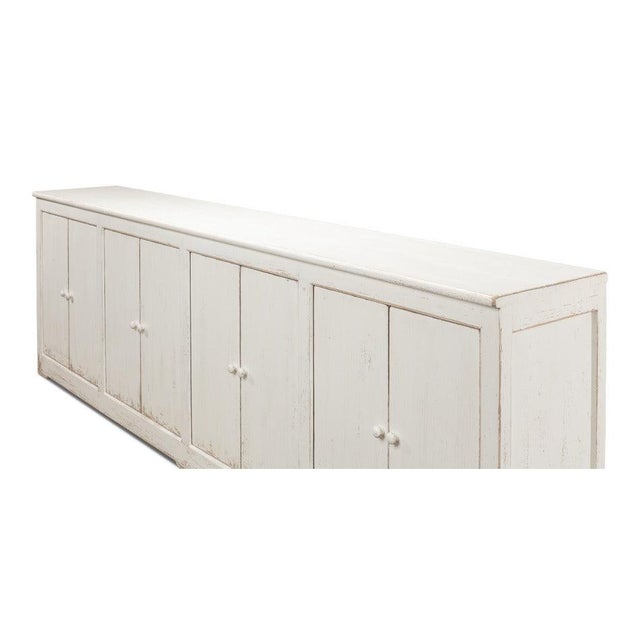 Farmhouse Eight-Door Sideboard, 122" - Whitewashed Reclaimed Pine For Sale - Image 10 of 11