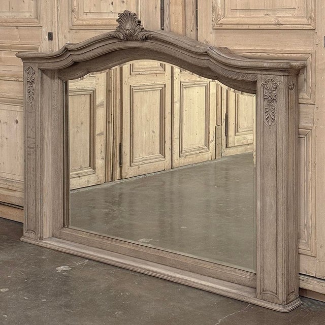 Antique French Louis XIV Mantel Mirror in Stripped Oak will make a perfect finishing touch over the mantel or any surface....