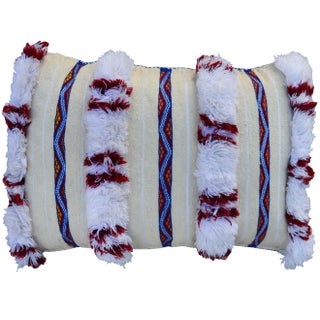 Moroccan Berber Pillow W/ Stripes & Fringes II For Sale