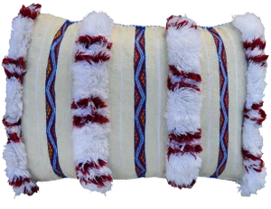 Moroccan Berber Pillow W/ Stripes & Fringes II