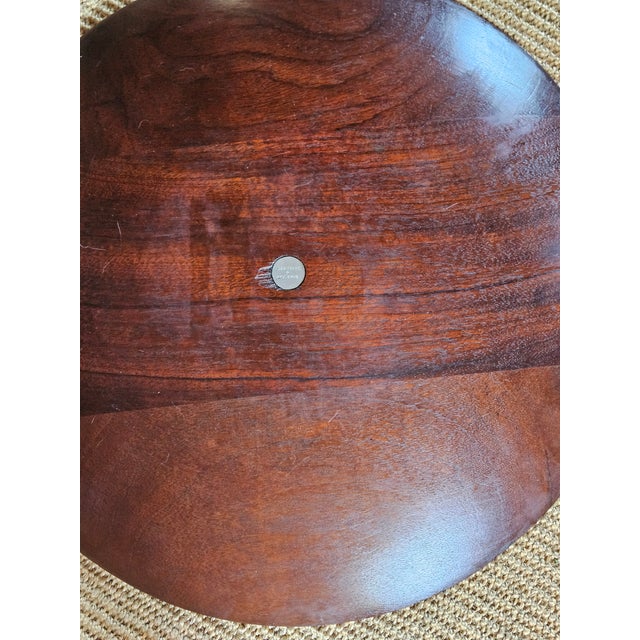 1960s Paul Evans Large Round Walnut Platter With Sunburst Pewter Inlay For Sale - Image 5 of 5