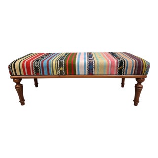 Bohemian Kilim Upholstered Bench For Sale