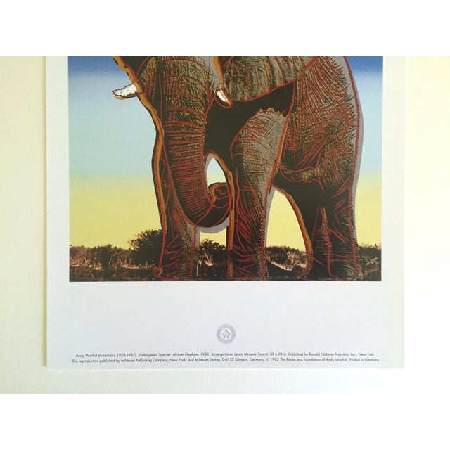 Contemporary Andy Warhol Estate Vintage 1992 Endangered Species Collector's Lithograph Pop Art Print "African Elephant " 1983 For Sale - Image 3 of 9