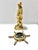 Brass Vintage Brass Nautical Fisherman Figurine With Ship Wheel Compass – Maritime Decor Set For Sale - Image 8 of 8