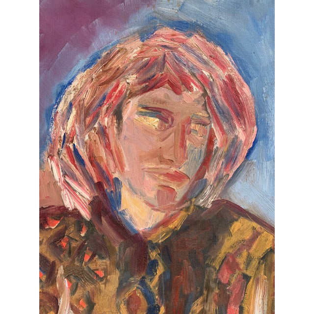 Abstract 1950s Expressionist Style Portrait Oil Painting For Sale - Image 3 of 5