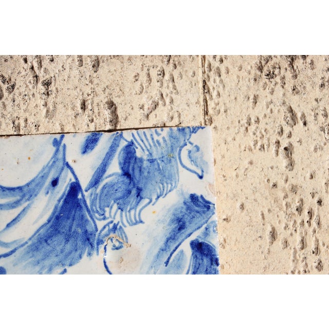 Ceramic Antique 18th Century Blue and White Portuguese Tile Depicting a Woman Torso For Sale - Image 7 of 9