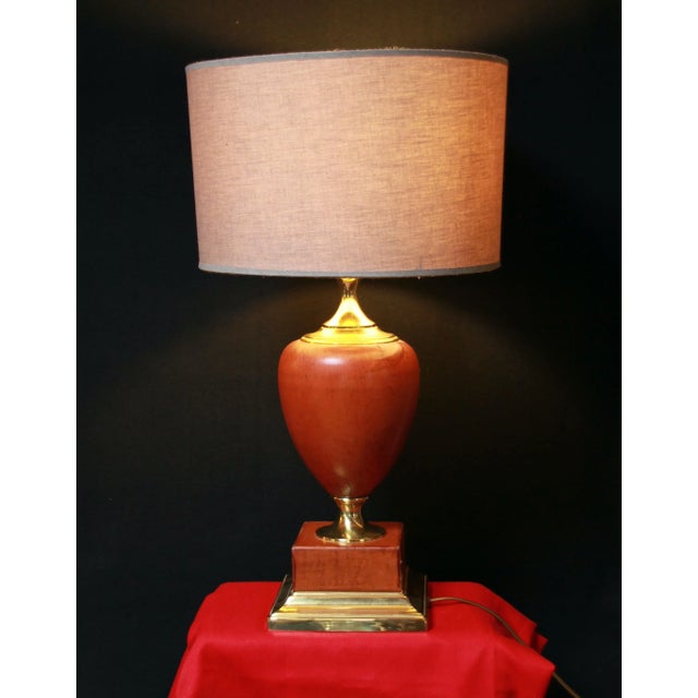 le Dauphin ル・ドファン　インテリアランプ　LENA  / CH Mid-Century Le Dauphin Leather Table Lamp, France, Signed