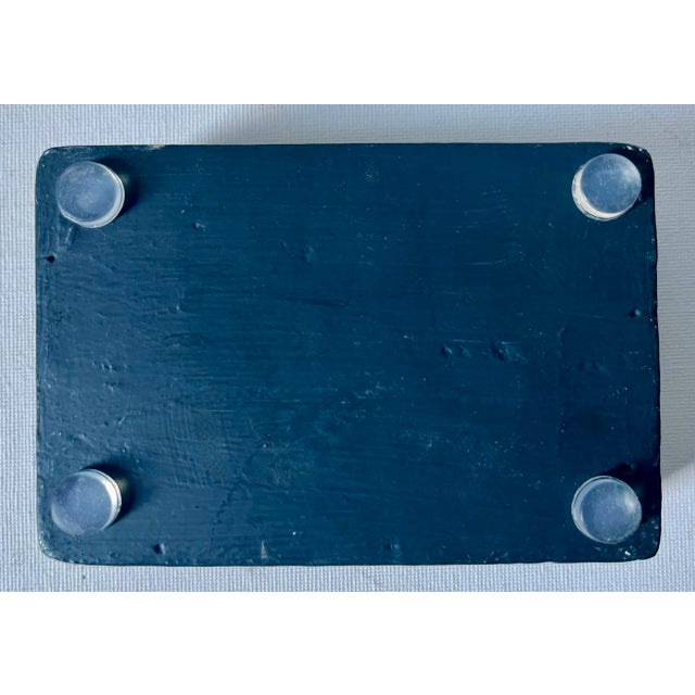 Vintage Indian Hand-Carved Blue Painted Box For Sale In New York - Image 6 of 6