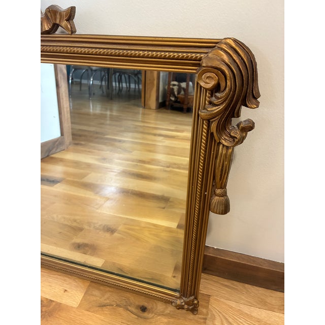 Vintage Hollywood Regency Gold Laurel Crest Wall Mirror For Sale In Oklahoma City - Image 6 of 9