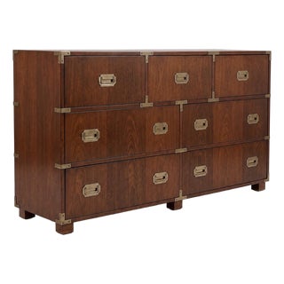 1970s Campaign Style Walnut and Brass Chest by Baker Furniture Company For Sale
