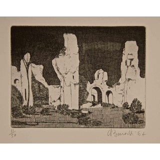 Armando Buratti, Rome, Roman Ruins, Etching, 1967 For Sale